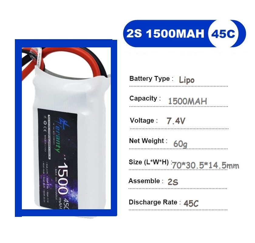2PCS 7.4V Lipo 2S Battery 1500 - đánh giá và giá Drone Battery 4S